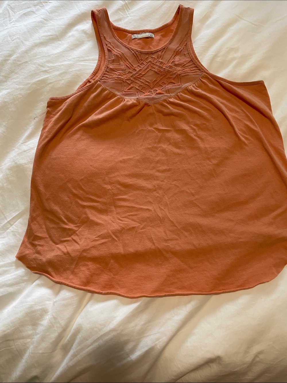 O'Neill Sleeveless Crochet Yoke Tank in Rust